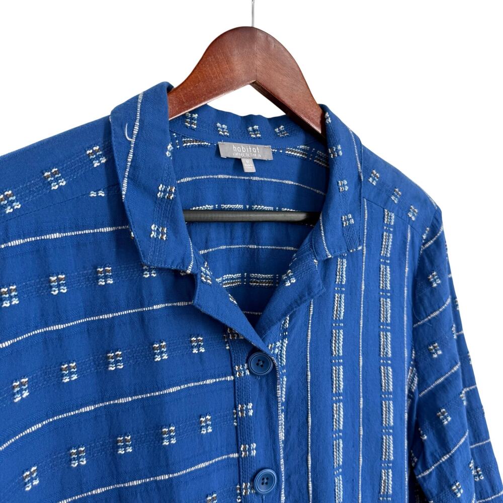 Habitat Sz Medium Blue Wearable Art to Wear Long Sleeve Blouse Shirt Top Artsy - Picture 4 of 10